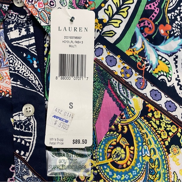 NWT Lauren Ralph Lauren Multi Color Fash 3 Paisley Pattern Button Down Shirt Sm - Picture 15 of 15